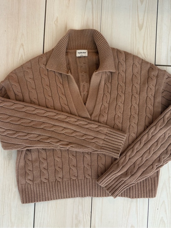 Sunday Best Sweaters - Sunday Best Cable V-Neck Pullover - Brown